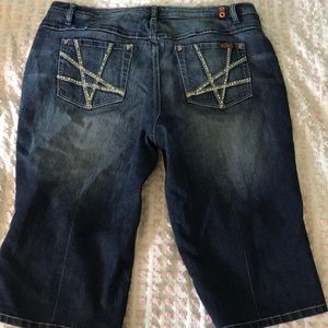 Zana Di Dark Wash Denim Capri Jeans, Size 20